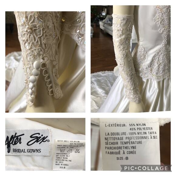 Vintage After Six Wedding dress with train & sleeveless gloves size 8 - Picture 16 of 16